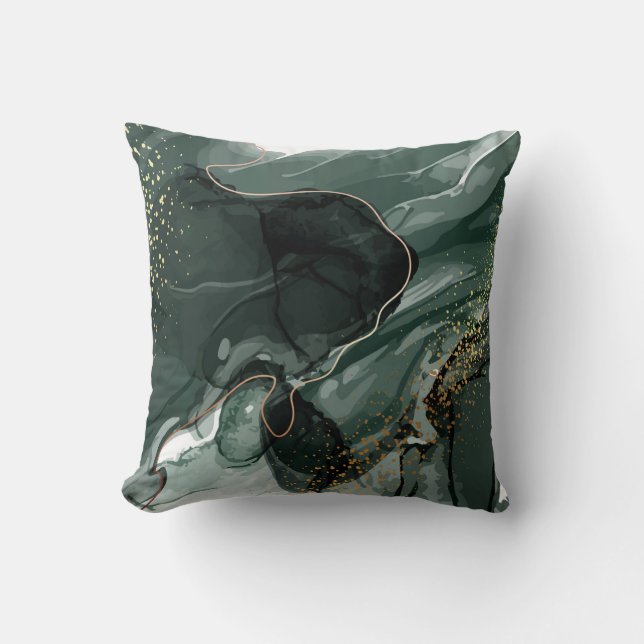 Coussin Marbre vert émeraude et or, Arrière - plan marbré (Recto)