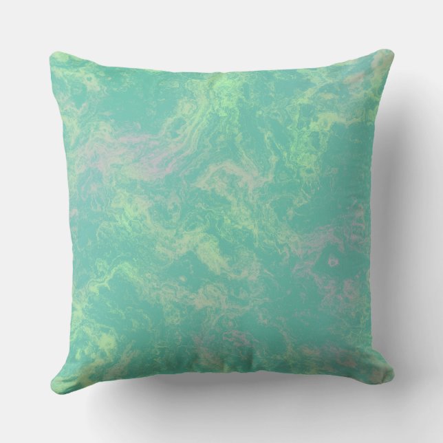 Coussin marbre vert et rose abstrait (Verso)
