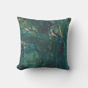 Coussin Marbre vert foncé : texture luxueuse.