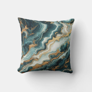 Coussin Marbre Vert Turquoise Et Or