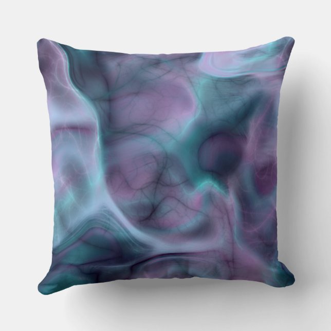 Coussin marbre violet et bleu turquoise abstrait (Verso)