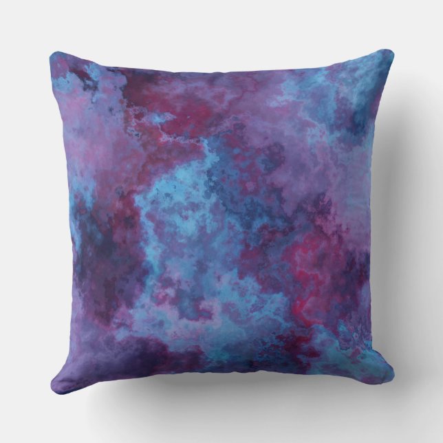 Coussin marbre violet et bleu turquoise abstrait (Verso)