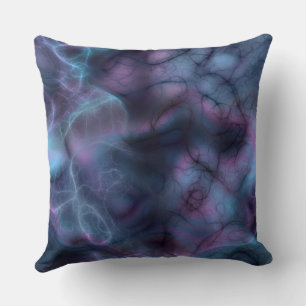 Coussin marbre violet et bleu turquoise abstrait