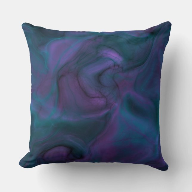Coussin marbre violet et turquoise abstrait (Recto)