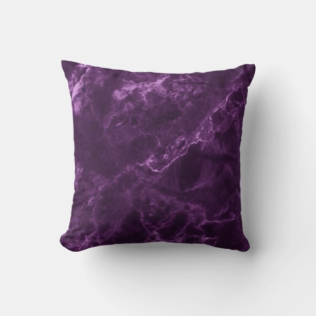 Coussin Marbre violet foncé : texture luxueuse. (Recto)