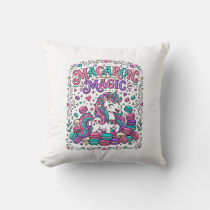 Coussin Marché coloré de licorne Macaron Magie oeuvre d'ar