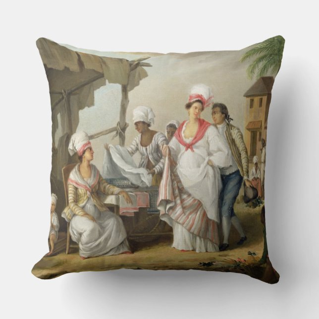 Coussin Marché de toile, Roseau, Dominique, c.1780 (Recto)