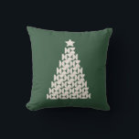 Coussin Marché d'hiver 07 Vintage Green Christmas Tree<br><div class="desc">Arbre de Noël Vintage Illustration Abstraite - Crème Arbre de Noël Blanc sur Arrière - plan Vert - Typographie : Marché d'hiver New York.</div>