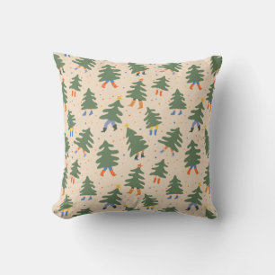 Coussin Marche Whimsical Motif des arbres de Noël