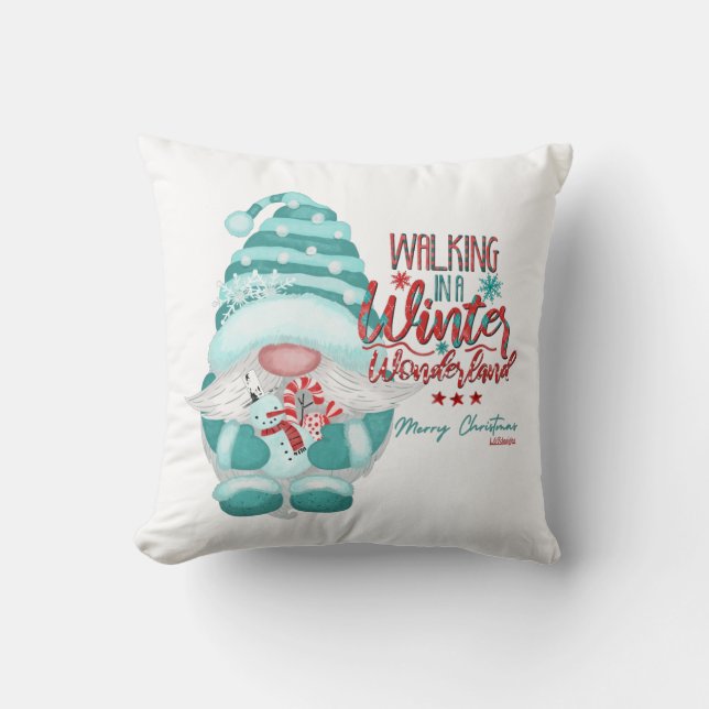 Coussin MARCHER DANS UN HIVER WONDERLAND gnome noël (Recto)