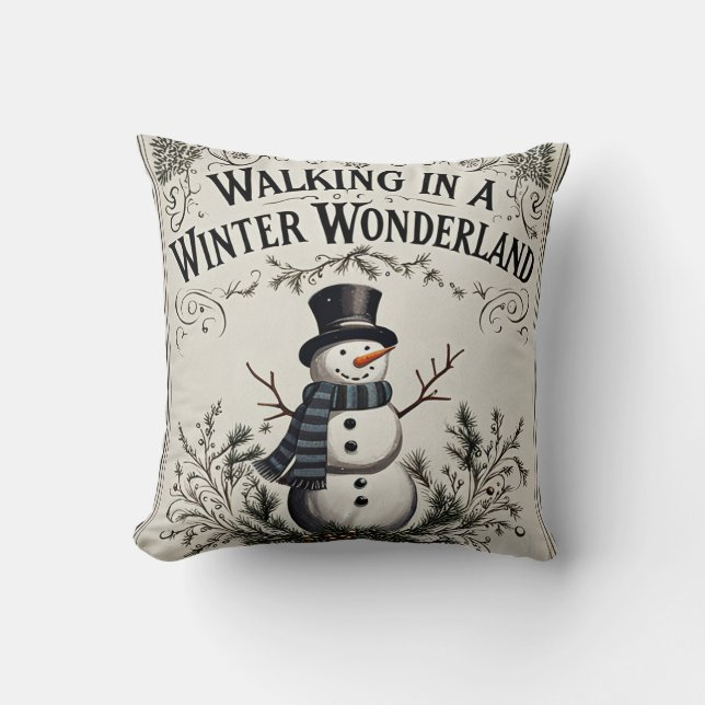 Coussin Marcher dans un Wonderland d'hiver Snowman (Recto)