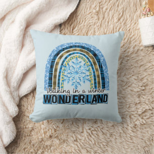 Coussin Marcher dans une Wonderland d'hiver Blue Rainbow
