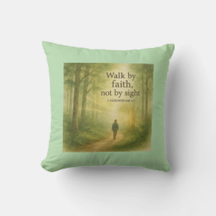 Coussin Marcher par la foi - Forêt chrétienne inspirante A