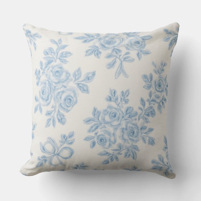 Coussin Marcie and Lour Blue Floral (Recto)