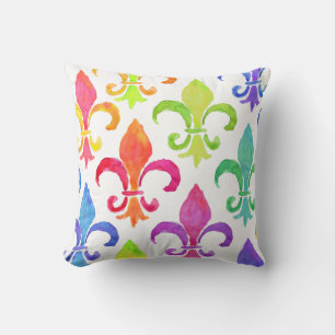 Coussin Mardi Gras Arc-en-ciel Fleur de lis Motif