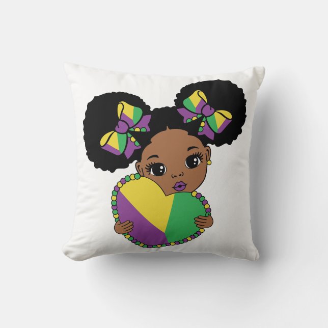 Coussin Mardi Gras Baby Girl Holt Heart (Recto)