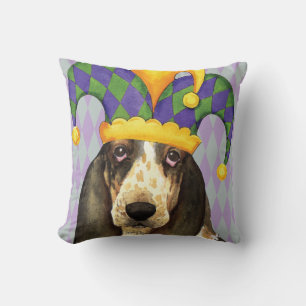 Coussin Mardi Gras Basset Hound