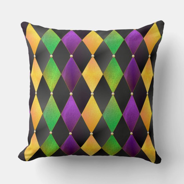 Coussin Mardi Gras Couleurs Diamond Harlequin Jacquard - N (Recto)