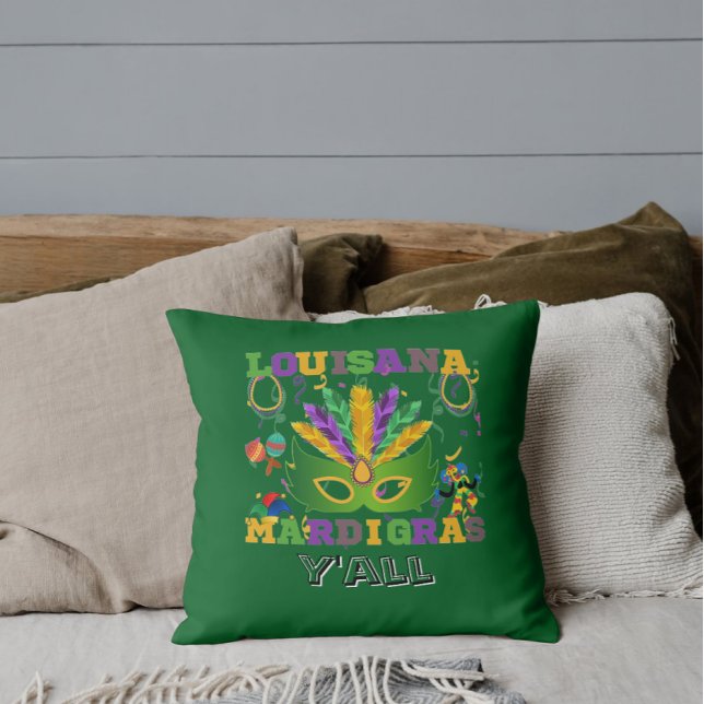 Coussin Mardi Gras de Louisiane, mardi gras drôle (Créateur téléchargé)