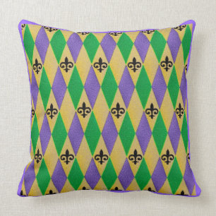 Coussin Mardi gras Harlequin Fleur De Lis