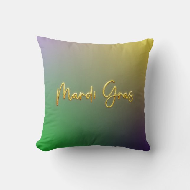 Coussin Mardi Gras Jaune, Violet, Vert (Recto)