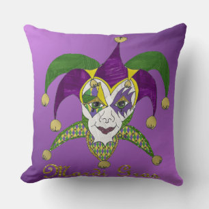 Coussin Mardi Gras Jesters couleur Masque pourpre