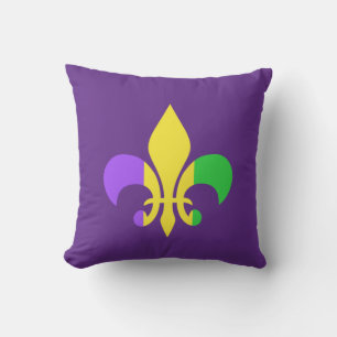 Coussin Mardi Gras Nouvelle-Orléans Louisiane Fleur-de-Lis