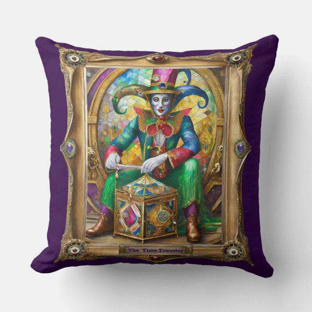 Coussin Mardi Gras Realm Portraits - Voyageur du temps (Recto)
