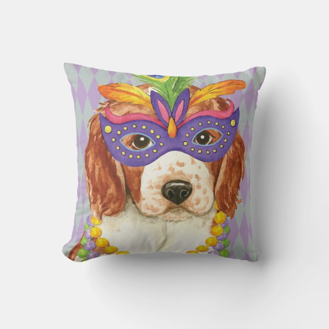 Coussin Mardi Gras Welsh Springer Spaniel (Recto)