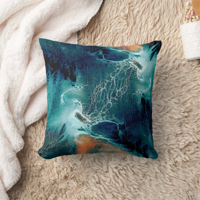 Coussin Marées émeraude en mouvement (Couverture)