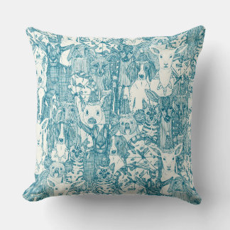 Coussin margherita menagerie pizza fête paon bleu