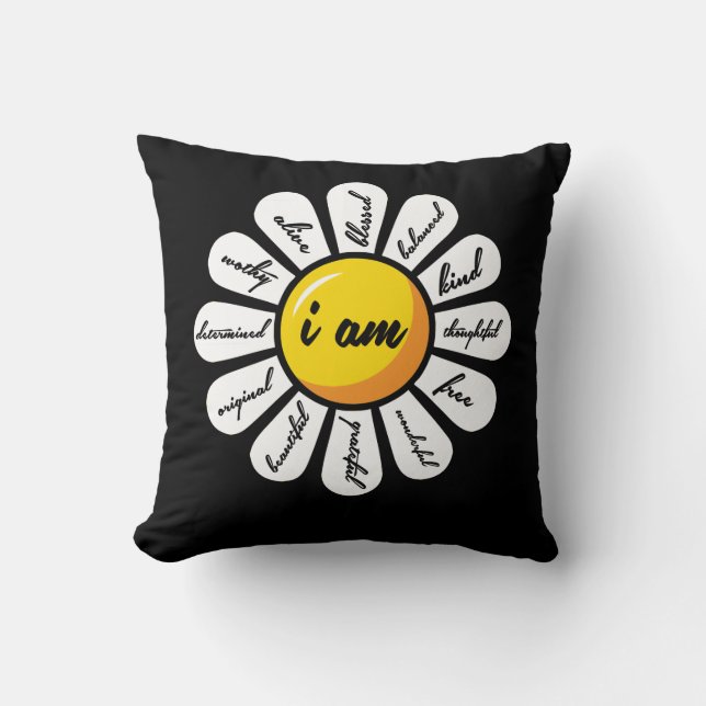 Coussin Marguerite - affirmation de positif de fleur (Recto)