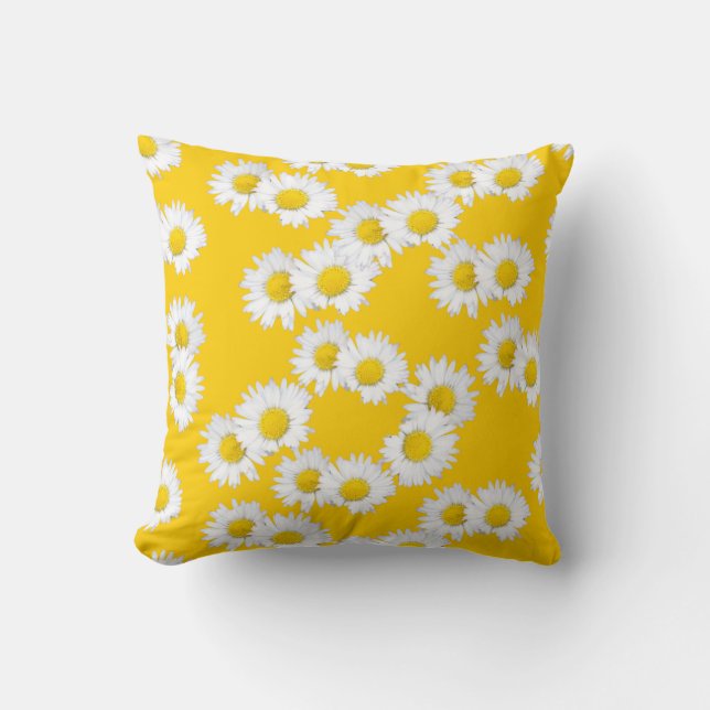 Coussin Marguerite blanche sur l'arrière - plan jaune (Recto)