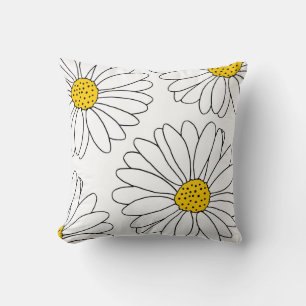 Coussin Marguerite jaune et blanc