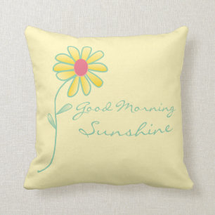 Coussin Marguerite jaune et verte "de soleil bonjour"