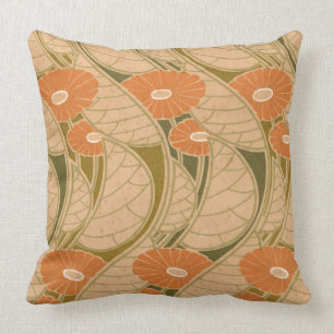 Coussin Marguerite orange de Nouveau d'art de Rene