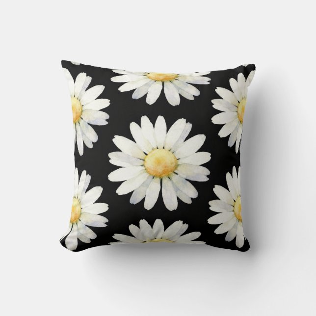 Coussin Marguerites à points jaunes (Recto)