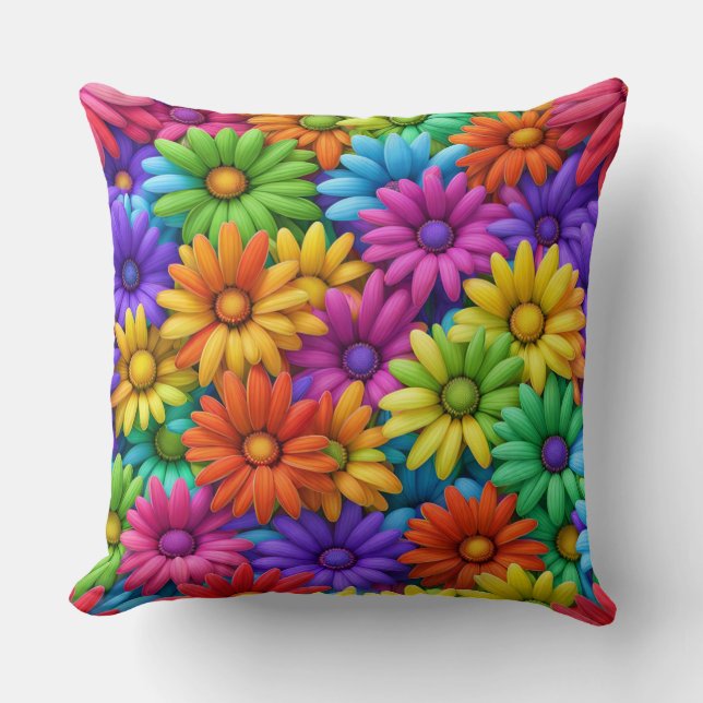 Coussin Marguerites Abstraites colorées #34 - (Recto)