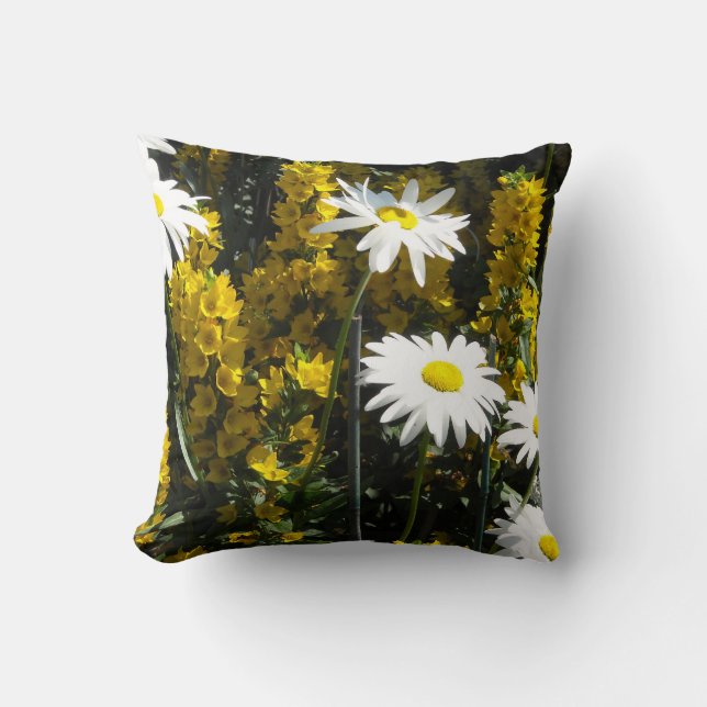 Coussin Marguerites blanches et digitales jaunes (Recto)