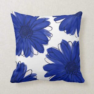 Coussin Marguerites bleues royales