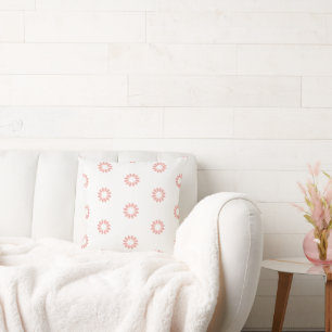 Coussin Marguerites corail et blanches minimalistes