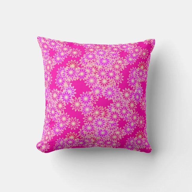 Coussin Marguerites en rose profond et orchidée (Recto)