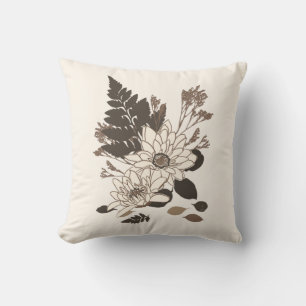 Coussin Marguerites et Feuille - transparents sur crème.
