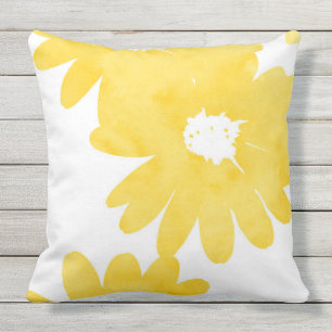 Coussin Marguerites jaunes d'aquarelle