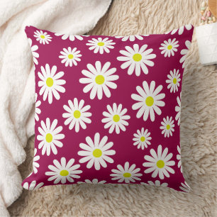 Coussin marguerites modernes du milieu du siècle fleurie r