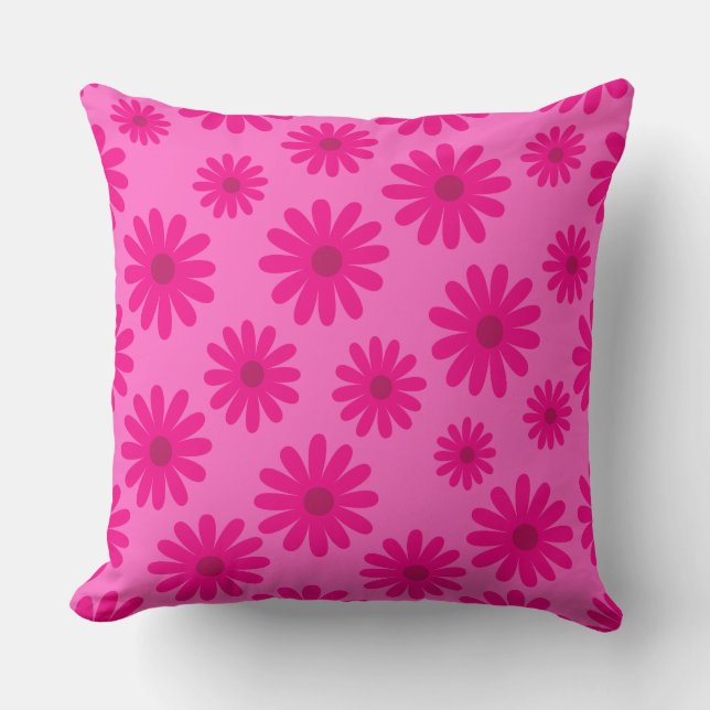 Coussin marguerites modernes du milieu du siècle rétro ros (Recto)