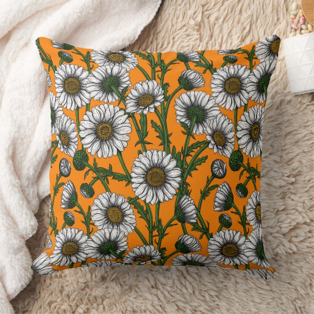 Coussin Marguerites sur orange (Couverture)