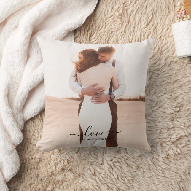 Coussin Mariage 2 Photo Memory Love Script (Couverture)