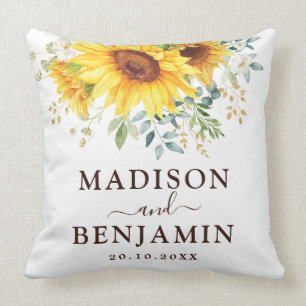 Coussin Mariage à la mode de jardin de tournesol de Boho