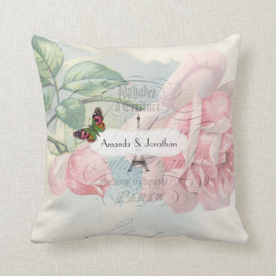 Coussin Mariage à Paris Vintage Shabby-Chic Rose Rose Pers